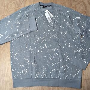 NEW Zelos Sweater Men's‎ L Gray White Spattered Crewneck Sweatshirt Pullover